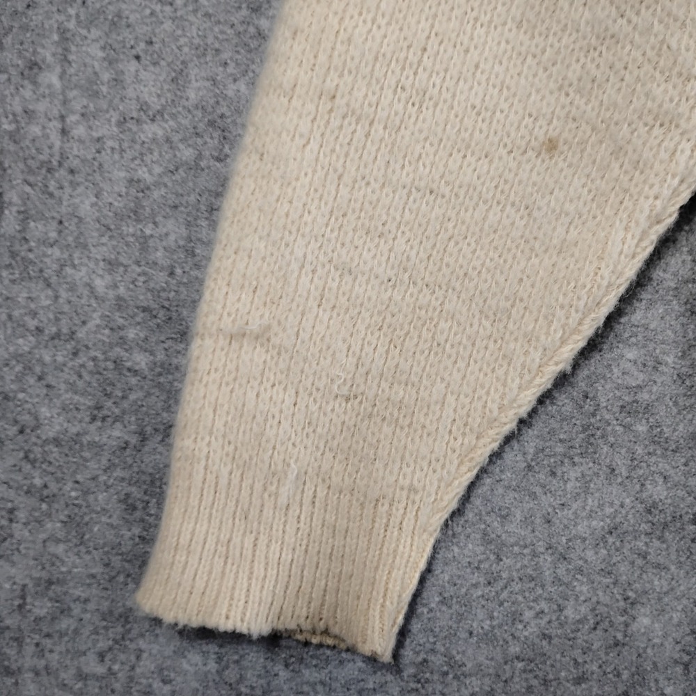 Vintage Western Cardigan Sweater Cream Rust Suede Yoke Elbow Patches L Mohair - Picture 8 of 14